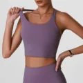 Ensemble soutien-gorge de sport violet et leggings, crop top rembourré fitness gym - S / Violet