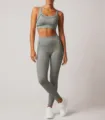 Graues Sport Yoga Set, High Impact Sport BH und Hohe Taille Fitness Leggings für Damen. - S / Oberteil und Unterteil / Anthrazit