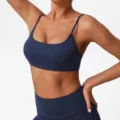 Soutien-gorge de sport yoga bleu foncé, haut de fitness élastique, sous-vêtement confortable. - XL / Bleu Marine