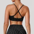 Ensemble de soutien-gorge de sport et legging à pois noirs pour le yoga et le fitness. - XL / Noir