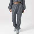 Graues lässiges Sportswear-Set, kurzer Pullover und lockere High-Waist-Jogginghose. - S (Empfohlen 42.5-50kg) / Grau
