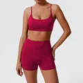 Women Yoga Activewear Set Sports Bra High Waist Shorts Fitness Gym Workout Athletic Outfit - XL / Top And Bottom / Red