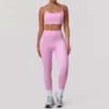 Pink Athletic Sports Bra and High-Waisted Leggings Fitness Set Variant Product Option - XL / Top And Bottom / Pink