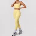 Women Yellow Athletic Set Sports Bra High Waist Leggings Variant Gym Fitness Yoga Wear - XL / Top And Bottom / Yellow