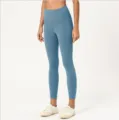 Blue high-waisted cropped yoga pants, soft brushed naked-feeling tight fitness leggings. - 4#/XS / Bottoms / Denim Blue
