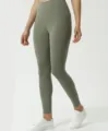 High waist brushed yoga pants for women, soft nude feel cropped leggings in olive green. - 4#/XS / Bottoms / Moss Green