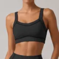 Soutien-gorge de sport noir extensible, haut de yoga fitness antichoc pour entraînement. - S / Noir