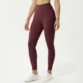 Burgundy high waist yoga pants, brushed naked feeling tight cropped leggings for women. - 4#/XS / Cardinal Red