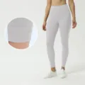 High waist seamless yoga pants for women, grey ankle length fitness leggings with detail view. - 4#/XS / Bottoms / Elegant Gray (Fleece Lined)