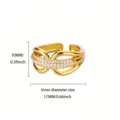 Elegant 18K gold plated open ring with sparkling pavé zircon stones and 17mm inner diameter - Hollow Interwoven Eternity Style (G3087522)