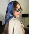 Eleganter dunkelblauer Paisleymuster-Seidenschal für Damen, Retro-Stil Kopftuch - 70*70cm / Marineblau Paisley
