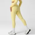 Gelbe hoch taillierte Yoga Leggings und Crop Top Set, atmungsaktive Schnelltrocknende Fitness. - S (Empfohlen 42.5-50kg) / Unterteile / Creme