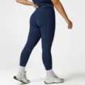 Dunkelblaue High-Waist Yoga Leggings für Damen, bequeme elastische Sport Fitness Hosen. - 1XL / Marineblau