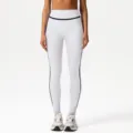 White High-Waisted Yoga Leggings with Black Contrast Piping Active Fitness Gym Pants - S (Suggested 85-100 Jin) / Bottoms / White