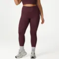 Burgunderrote Damen Yoga Leggings mit hohem Bund, gekreuzte Fitness Trainingshose in Übergröße. - 1XL / Burgunderrot