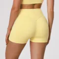 Short de yoga taille haute pour femme, pantalon fitness ventre plat, sport course push up. - Jaune