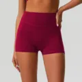Short de yoga taille haute pour femme fitness course entrainement bordeaux vetement sport - Rouge