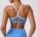 Soutien-gorge de sport bleu dos nageur rembourré fitness gym yoga haut actif - S (Conseillé 65B-70B) / Hauts / Bleu Éclatant