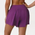 Purple high waist athletic yoga shorts for women, loose fit casual fitness sportswear. - S (Suggested 40-52.5kg) / Plum Purple