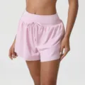 Women high waist pink athletic shorts with drawstring comfortable casual yoga fitness shorts - S (Suggested 40-52.5kg) / Sakura Pink