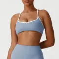 Naked-feeling kruisrug sport-bh en high-waist yoga legging set in stijlvolle blauwe kleur. - S / Blauw