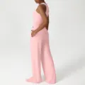 Rosa zweiteiliges Fitness-Set für Damen, sportliches Top und bequeme weite Yoga-Hose - S / Oberteil und Unterteil / Rosa