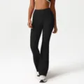 Pantalones de yoga acampanados negros de cintura alta push-up fitness slim deportivos - S (Sugerido 40-52.5kg) / Negro