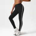 Legging de yoga femme taille haute avec bande laterale pantalon de sport fitness course actif - S / Bas / Noir