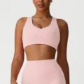 Rose soutien-gorge de sport yoga crop top avec coussinets amovibles fitness entraînement sport - S / Rose