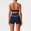 Women high waist athletic yoga set fitness running sports bra and shorts activewear - XL (Recommended 125-135 Jin) / Top And Bottom / Navy Blue
