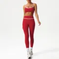 Women high waist yoga set red sports bra gym activewear fitness leggings workout outfits - XL (Recommended 125-135 Jin) / Top And Bottom / Red