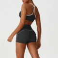 Set fitness yoga donna senza cuciture vita alta push up reggiseno sportivo e pantaloncini - Nero (Reggiseno + Pantaloncini)