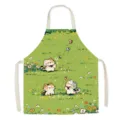 Detalle de delantal de cocina gato dibujo animado, babero de tela con diseno floral tierno. - Adulto / Gatito lindo 02