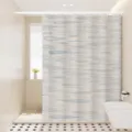 Detailed view of waterproof fabric shower curtain with blue fish pattern in modern bathroom. - [Single Curtain] Width 80x Height 180 + Hooks + Tiebacks / Ripple Texture 01