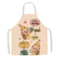 Delantal de cocina con estampado de dibujos animados, babero de algodón lino para hornear - 65x75cm (Lino de algodón grueso para adultos) / Figura de estrella de bendición 04