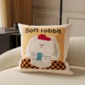 Decorative plush rabbit throw pillow detail shot, soft cushion for living room sofa. - Double-Sided 35x35cm (Cover Without Core) / Red Hat Little Rabbit