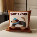 Cozy cartoon decorative throw pillow cover for living room sofa and warm home decoration. - Double-Sided 35x35cm (Cover Without Core) / Blue Hat Coffee Dog