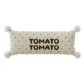 Niedliches Deko-Rollenkissen mit roten Punkten und Bommeln für ein gemütliches Sofa im Wohnzimmer. - Doppelseitiger Druck 35x35cm (Bezug Ohne Füllung) / Koreanischer roter Tomaten-Langstreifen C mit weißem Pompon