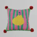 Colorful striped throw pillow with cute pear design and red pompom corners for home sofa decor. - 35x35cm Pillowcase Without Core / Contrast Color Single Pear with Red Pom-pom