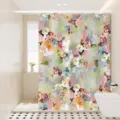 Nordic watercolor floral shower curtain detail, waterproof bathroom partition style. - Colorful Floral 12