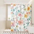 Nordic watercolor floral shower curtain waterproof fabric bathroom partition hanging curtain. - Colorful Floral 13
