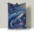 Starlit whale flannel blanket artistic oil painting style soft cozy throw for couch bed - Aesthetic Oil Paintings 07