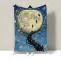 Oil painting aesthetic landscape flannel blanket cozy art throw for office sofa bed use. - Aesthetic Oil Paintings 010