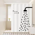 Minimalist black and white shower curtain with waterproof fabric for modern bathroom decor. - Cat Style 12