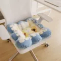 Detailed view of the cute cartoon puppy plush chair cushion with soft flower shape and thick padding. - 40x40cm / Blue Wavy Doll