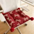 Coussin de chaise nœud style coréen épais antidérapant coussin de siège de bureau maison - Coussin de siège 40x40 cm / Coussin nœud style coréen C - pompon rouge