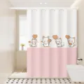 Cortina de ducha impermeable para baño, patrón de gatos lindos, cortina de separación gruesa. - [Cortina Única] Ancho 80x Alto 180 + Ganchos + Corbatas / Estilo Gato 04