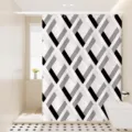 Modern geometric shower curtain waterproof polyester fabric diamond pattern bathroom home decor - Single Curtain (80x180cm) with Rings & Tieback / Modern Style 04