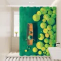 Ghibli style artistic shower curtain for bathroom, waterproof hanging partition curtain. - Single Curtain (80x180cm) with Rings & Tieback / Summer Scenery 1