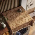 Copertura per lavatrice stile cinese antipolvere tessuto damascato vintage con nappe. - Ombra di sandalo - Stile con nappe